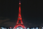 Eiffel Tower in red  Paris